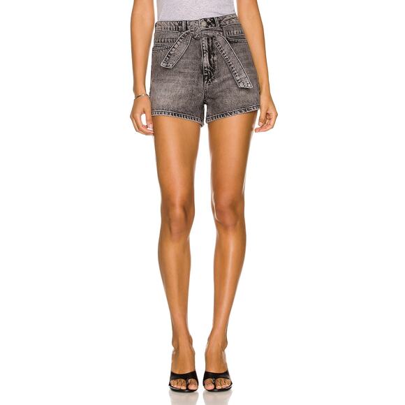 Marissa Webb 'Banks Paper Bag' Black Denim Boyfriend Short Size 24 - Picture 1 of 5